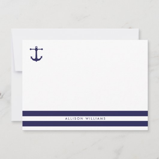 Nautical Navy Flat Note-kaarten Notitiekaartje (Voorkant)