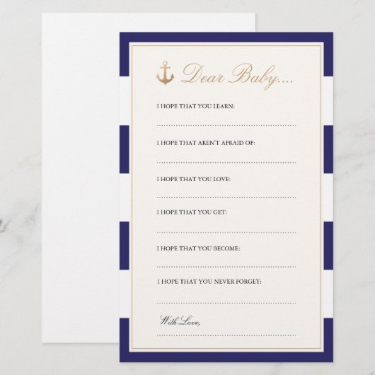 Nautical Navy | Geachte Baby Kaarten (Voorkant / Achterkant)