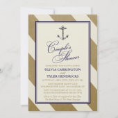 Nautical Navy & Gold Couple's Shower Kaart (Voorkant)
