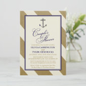Nautical Navy & Gold Couple's Shower Kaart (Staand voorkant)