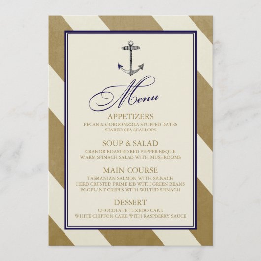 Nautical Navy & Gold Menu (Voorkant)