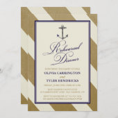 Nautical Navy & Gold Rehearsal Dinner Kaart (Voorkant / Achterkant)