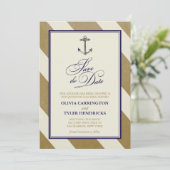 Nautical Navy & Gold Save the Dates Date (Staand voorkant)