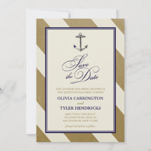 Nautical Navy & Gold Save the Dates Save The Date