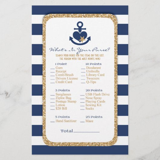 Nautical Navy & Gold Wat zit er in je tas? Flyer (Voorkant)