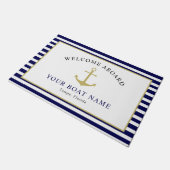 Nautical Navy Gold Welkom aan boord Boot Naam Anke Deurmat (Schuin)