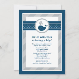 Nautical Navy Grijs Walvis Baby Jongen Borrel Kaart