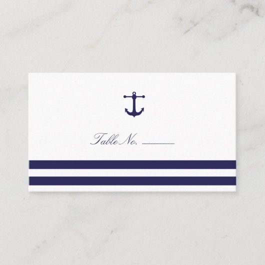 Nautical Navy Guest Table Escort Kaarten Plaatskaartje (Voorkant)
