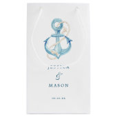 Nautical Navy Hotel Huwelijkscadeau Bag Klein Cadeauzakje (Achterkant)