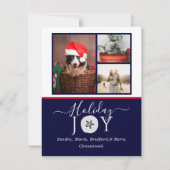 Nautical Navy Joy Sand dollar-fotokerstkaart (Voorkant)