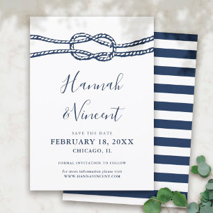 Nautical Navy Knot Save the Date Kaart