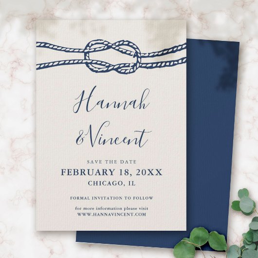 Nautical Navy Knot Save the Date Kaart