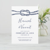 Nautical Navy Knot Save the Date Kaart (Staand voorkant)