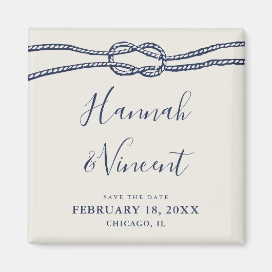 Nautical Navy Knot Save the Date Magnet (Voorkant)