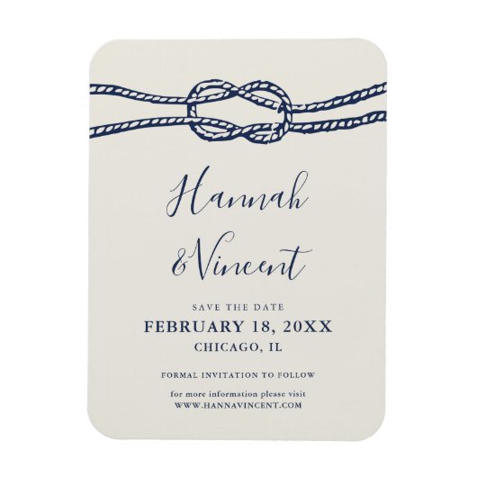 Nautical Navy Knot Save the Date Magnet Magneet (Verticaal)
