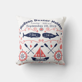Nautical Navy Koraal Kwekerij Baby Jongen Geboorte Kussen