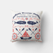Nautical Navy Koraal Kwekerij Baby Jongen Geboorte Kussen (Voorkant)