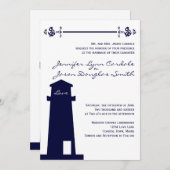 Nautical Navy Lighthouse Anchor Wedding Uitnodigin Kaart (Voorkant / Achterkant)
