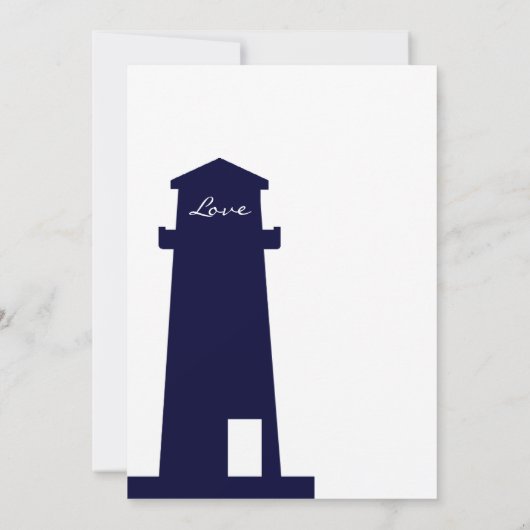Nautical Navy Lighthouse Wedding Invitations Kaart (Achterkant)