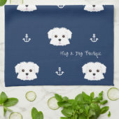 Nautical Navy Maltipoo Puppy Kitchen Towel Theedoek (Gevouwen)