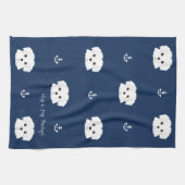 Nautical Navy Maltipoo Puppy Kitchen Towel Theedoek (Horizontaal)