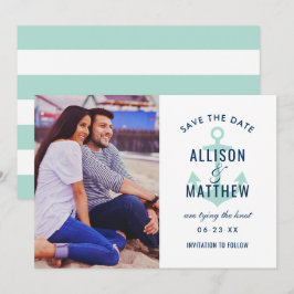 Nautical Navy Mint Green Anchor Wedding Foto Save The Date