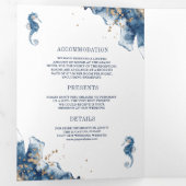 Nautical Navy Monogram Ampersand QR Code Weddensch Drieluik Uitnodiging (Binnenzijde eerst)