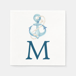Nautical Navy Monogram Cocktail servet