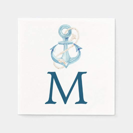 Nautical Navy Monogram Cocktail servet (Voorkant)