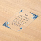 Nautical Navy Monogram Seahorse Wedding Acryl Uitnodigingen (Laagn)