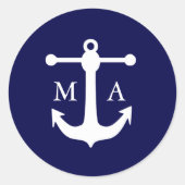 Nautical Navy Monogram Stickers (Voorkant)
