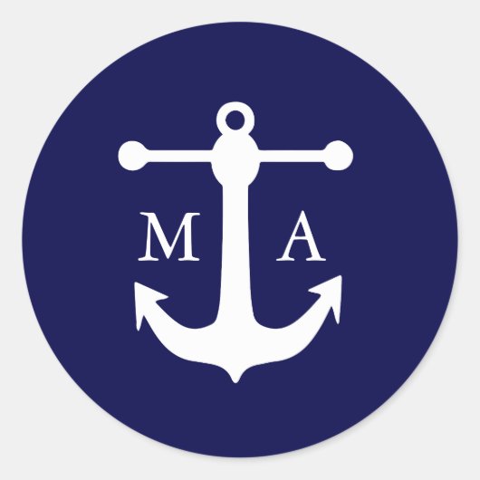 Nautical Navy Monogram Stickers (Voorkant)