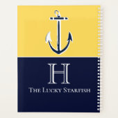 Nautical Navy Mosterd Geel Anker strandhuis Pl Planner (Achterkant)