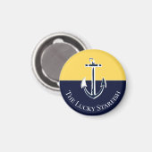 Nautical Navy Mustard Yellow Anchor strand house Magneet (Voorkant / Achterkant)