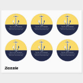 Nautical Navy Mustard Yellow Anchor strand house Ronde Sticker (Vel)