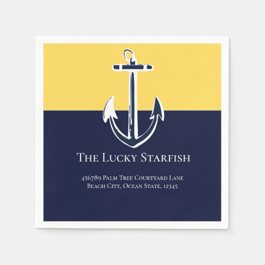 Nautical Navy Mustard Yellow Anchor strand house Servet (Voorkant)
