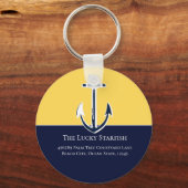 Nautical Navy Mustard Yellow Anchor strand house Sleutelhanger (Voorkant)