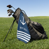 Nautical Navy Persoonlijke naam Boat Anchor Golfhanddoek (Groen)