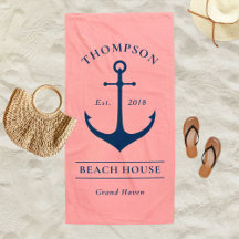 Nautical Navy Pink Anchor Custom Vacation Home