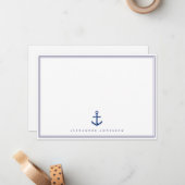 Nautical Navy Professional Double Border Card Notitiekaartje (Voorkant / Achterkant in situ)