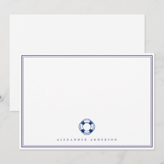 Nautical Navy Professional Double Border Card Notitiekaartje (Voorkant / Achterkant)