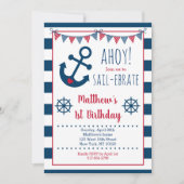 Nautical Navy & Red Anchor Boy Birthday Kaart (Voorkant)