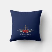 Nautical Navy & Red Anemones Ring Bearer Kussen (Achterkant)