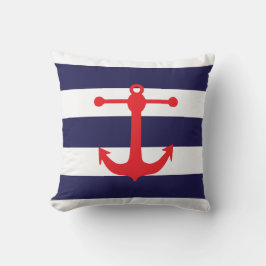 Nautical Navy & Red Sierkussen
