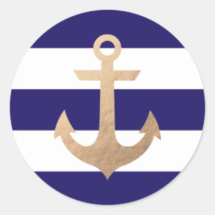 Nautical Navy Ronde Sticker