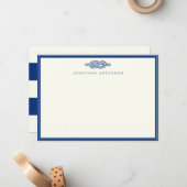 Nautical Navy Rope Correspondence Note Kaart Notitiekaartje (Voorkant / Achterkant in situ)