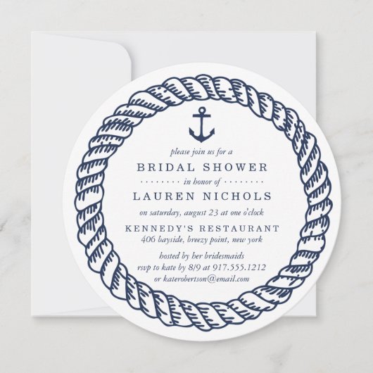 Nautical Navy Rope en Anchor Vrijgezellenfeest Kaart (Voorkant)