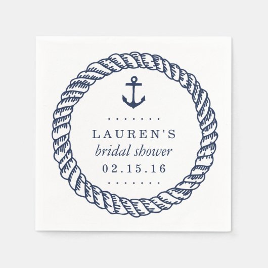 Nautical Navy Rope en Anchor Vrijgezellenfeest Servetten (Voorkant)