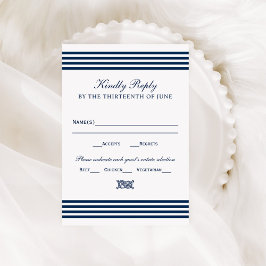 Nautical Navy Rope Knot Stripes Wedding RSVP Kaartje
