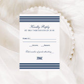 Nautical Navy Rope Knot Stripes Wedding RSVP Kaartje